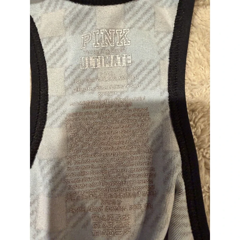 PINK Victoria’s Secret Ultimate Unlined Women’s Blue Black Plaid Sport Bra Large